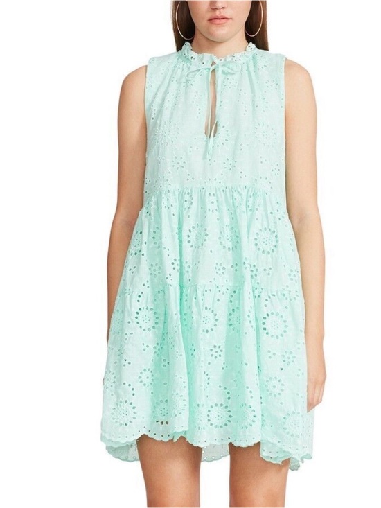 BB Dakota Dresses & Skirts - BB Dakota Mint Eyelet Tie-Neck Mini Dress
